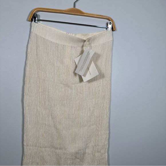 Savannah Morrow Cream Plissé Maxi Bamboo Silk Skirt Size Small - Picture 16 of 16